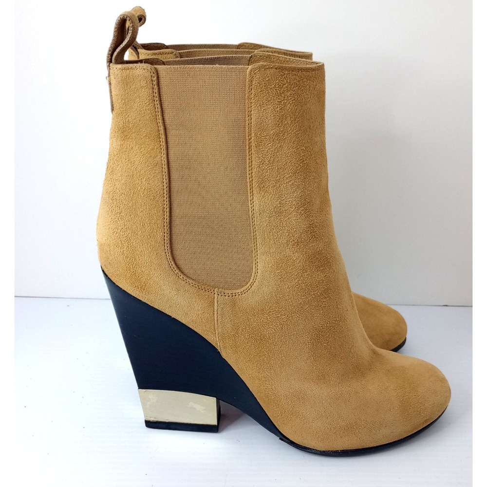 Givenchy Suede Chelsea Ankle Boots Tan Block Heel Resoled No Size Tag Measure 38 - Picture 2 of 15